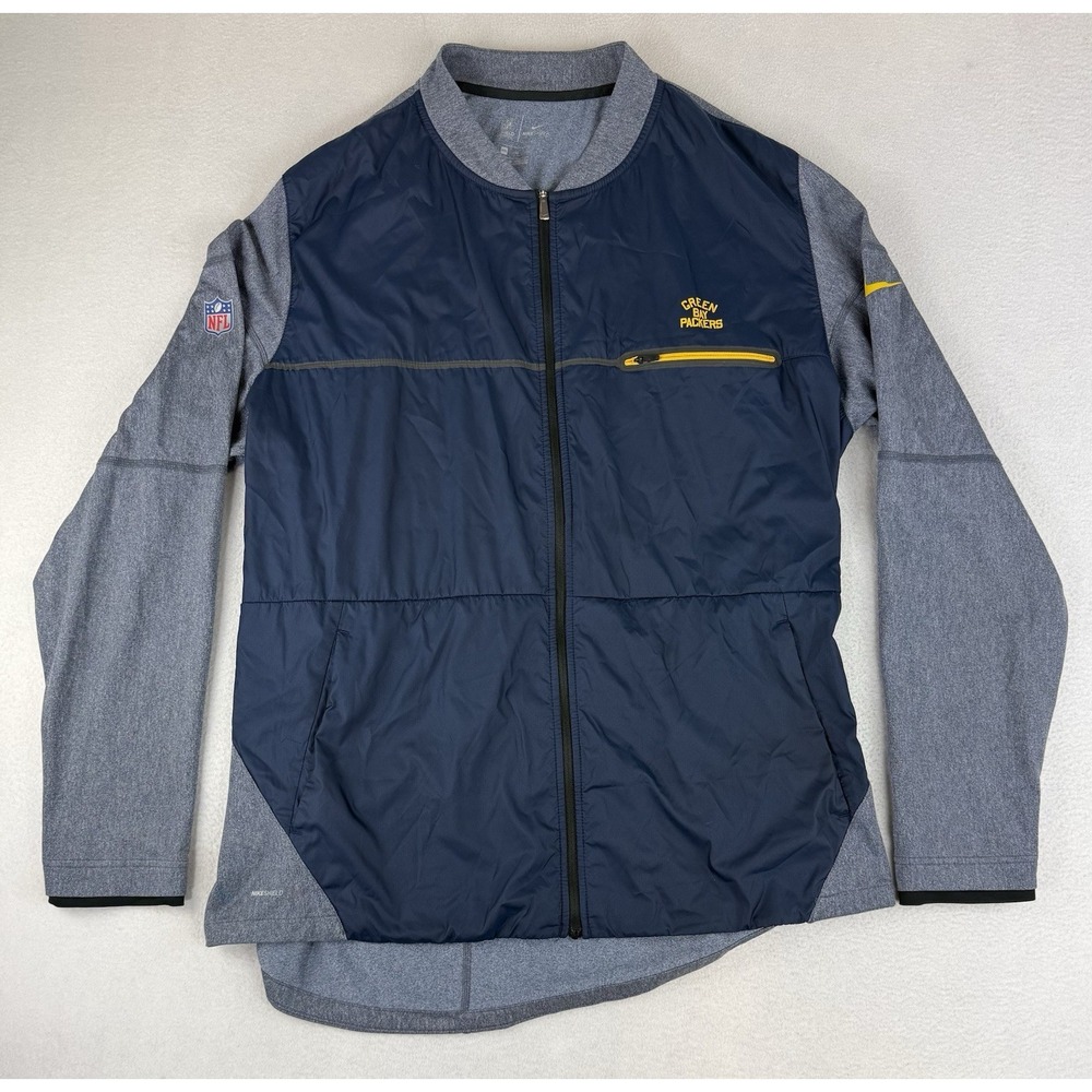 Green Bay Packers‎ Nike Jacket Mens XXL Navy Gray Shield Full Zip Lightweight